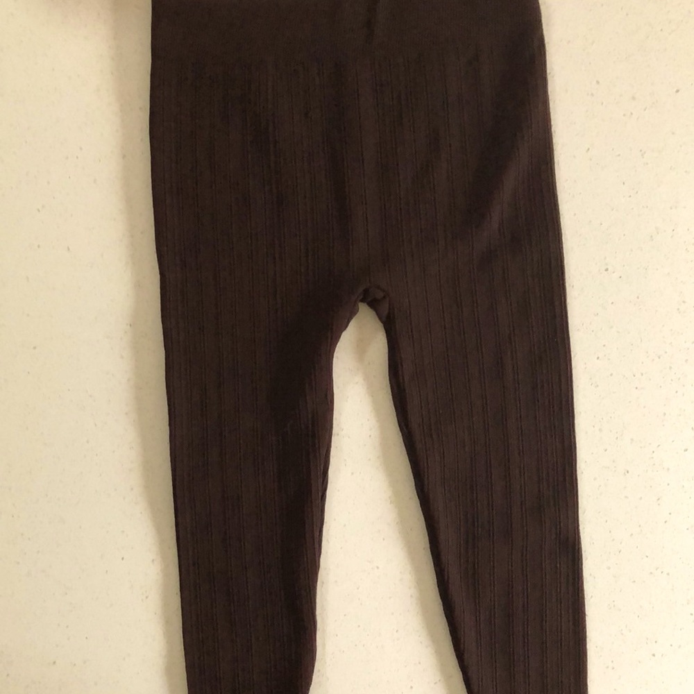 Dark Brown Ribbed 3/4 Leggings